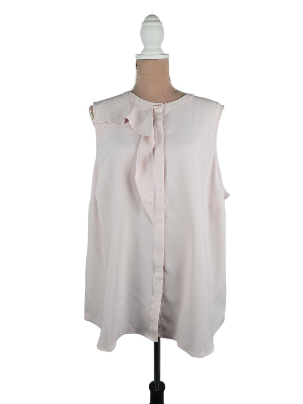 Elizabeth & Clarke Sleeveless Flounce Top with StainTech Light Pink Size 22W